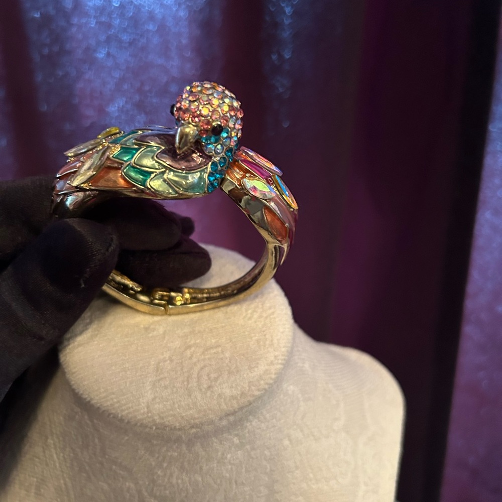 Betsey Johnson Multicolor Rhinestone Parrot Bracelet